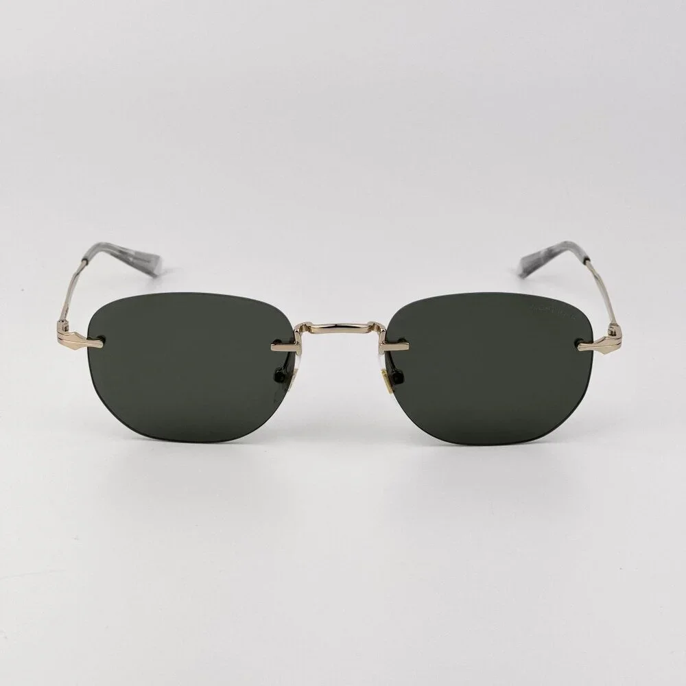 Montblanc Men Sunglasses Gold Grey Rounded Square Rimless Frame | Model MB0303S